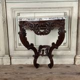 Louis XV style console in carved wood, grey Ardennes marble, 18th century