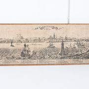 Serigraphy on canvas of Barcelona vintage reproduction of an engraving of the eighteenth century