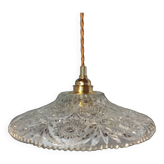 Vintage chiseled glass pendant light