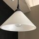 Suspension in white opaline glass and iron with Flamingo counterweight