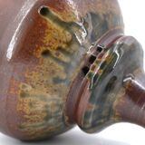 Puisaye stoneware lamp, raffia lampshade, 70s