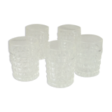 5 verres gobelets en verre taille effet pointe de diamant annees 70