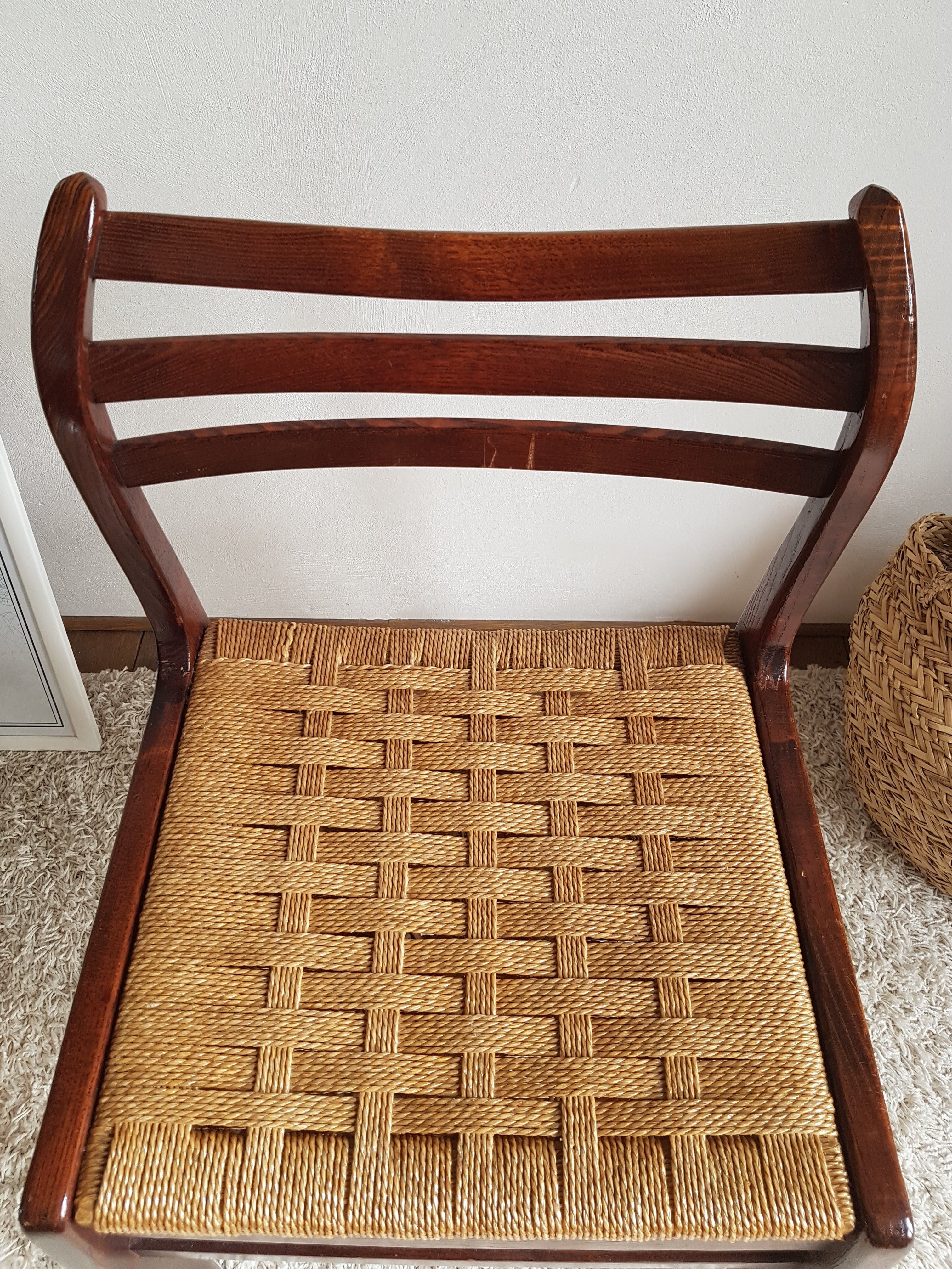 Pair of Scandinavian chairs in braided rope-circa 1960
