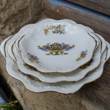 Set of 3 porcelain ravines Old Limoges Art Deco motifs