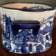English earthenware planter, blue monochrome, 20th century