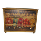 Commode en pin marron avec décor photo Vespa, 3 tiroirs, style rustique néo-vintage