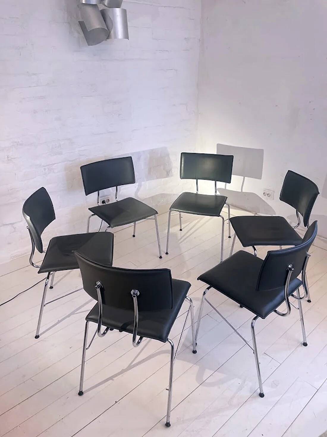 Set of six Sparta leather chairs by Christoph Hindermann for Dietiker, 1990s.