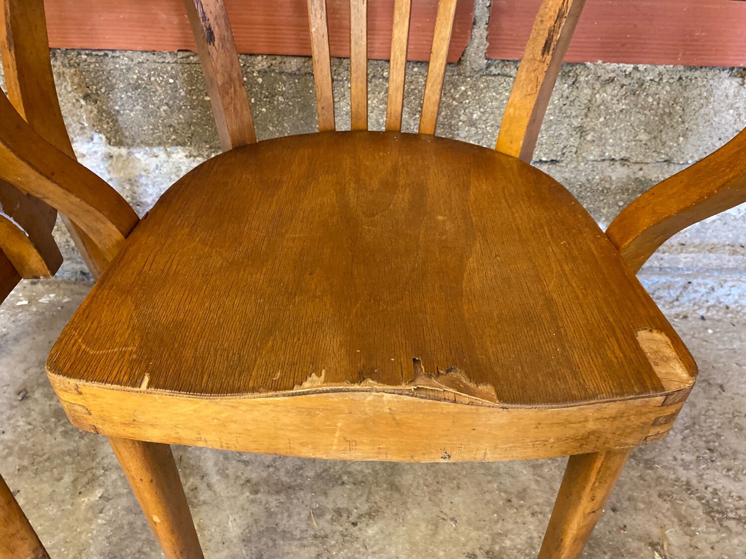 Pair of Antique FISHEL Vintage Wood Armchairs #C623