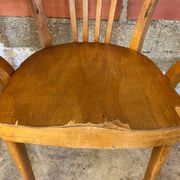 Pair of Antique FISHEL Vintage Wood Armchairs #C623