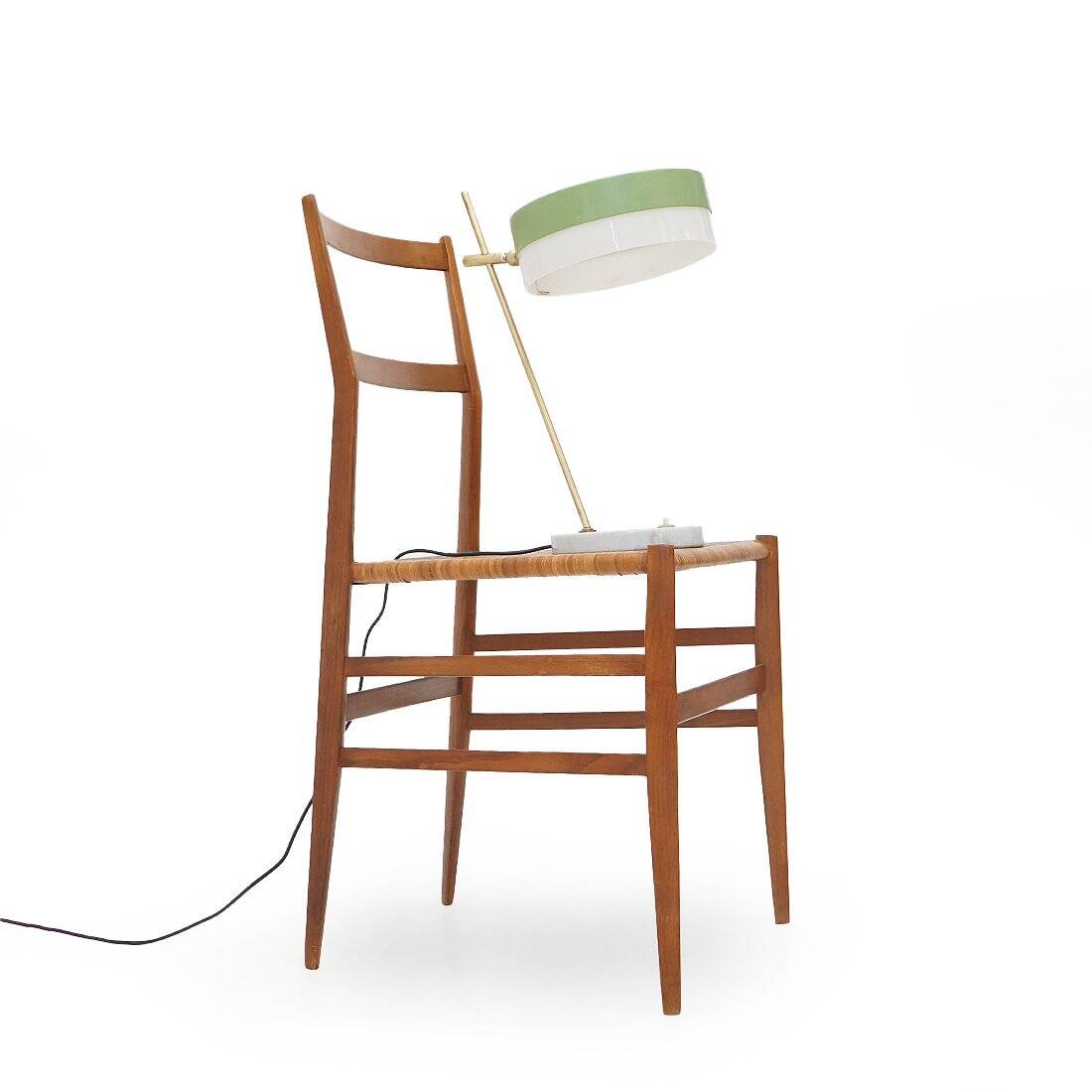 Lampe de table vintage en marbre et laiton de Stilux, années 1950