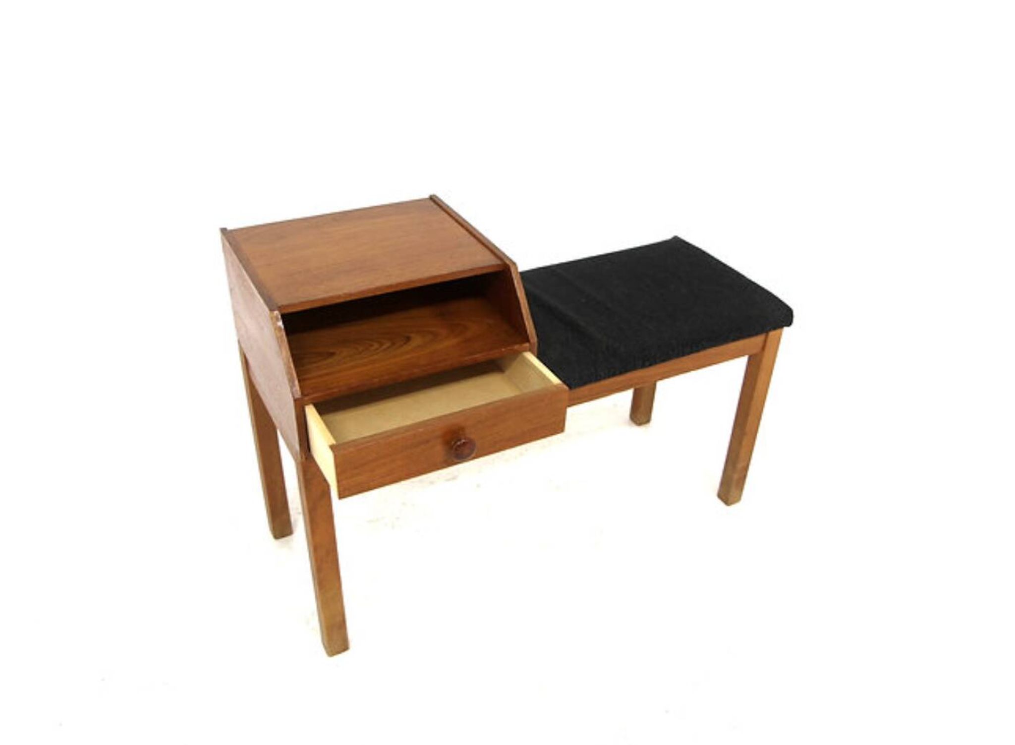 Banc-téléphone scandinave teck, Suède, 1960