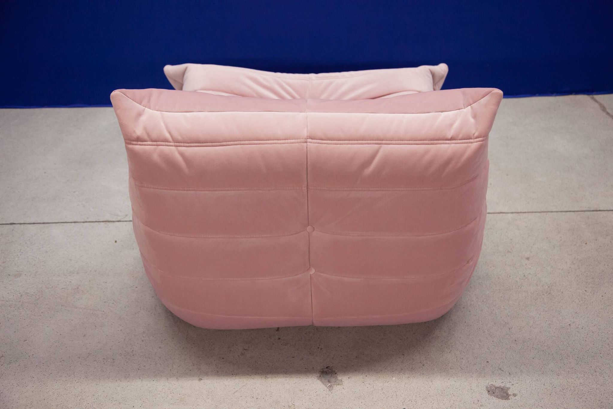Togo Armchair and Pouf in Pearl Pink  Velvet
