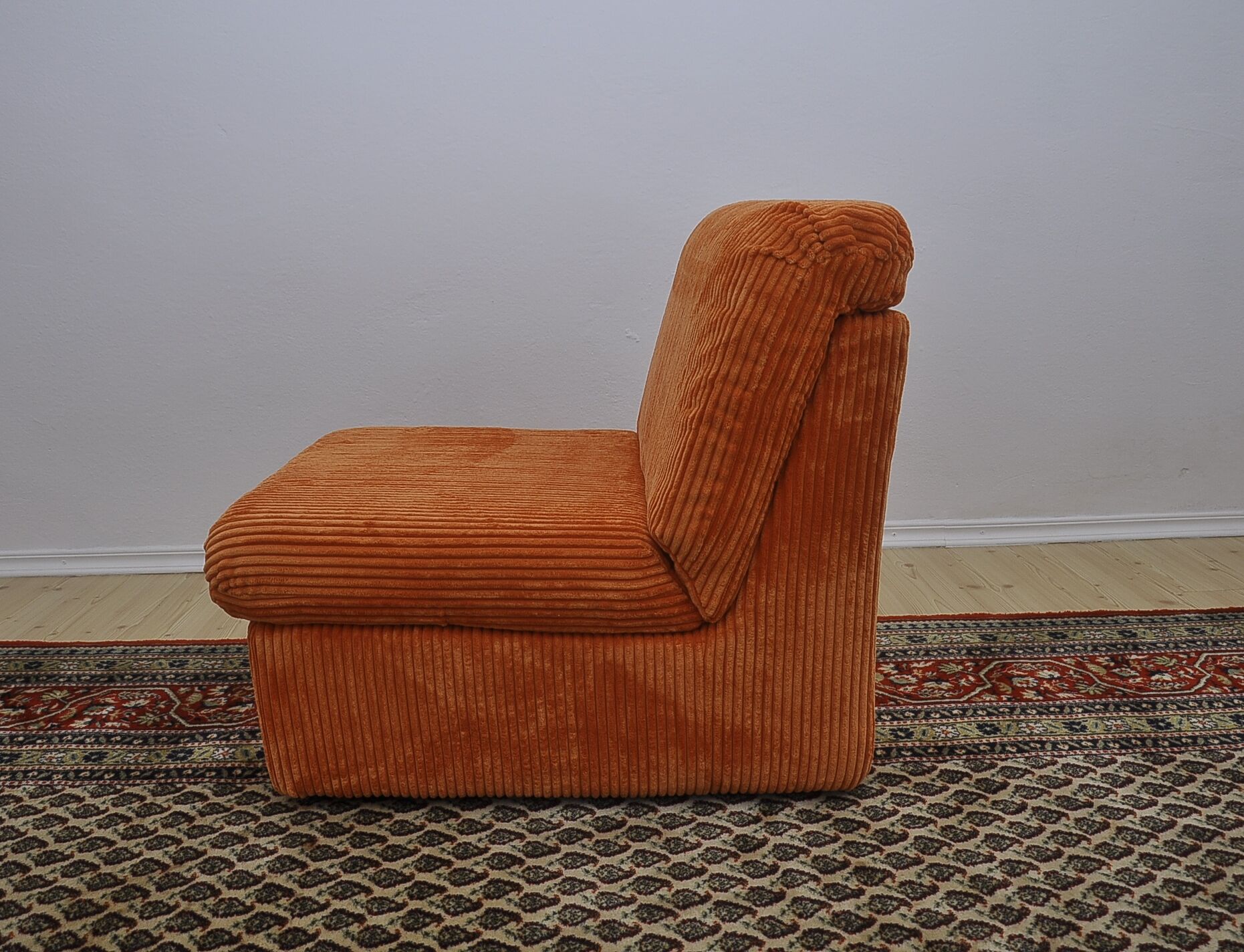 Orange corduroy Modular sofa from the 70's, 3 pieces