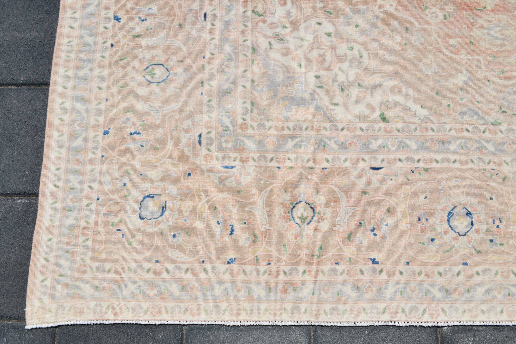 9x13 Blush Pink Vintage Persian Rug, Handmade Luxury Decor, 283x408 Cm