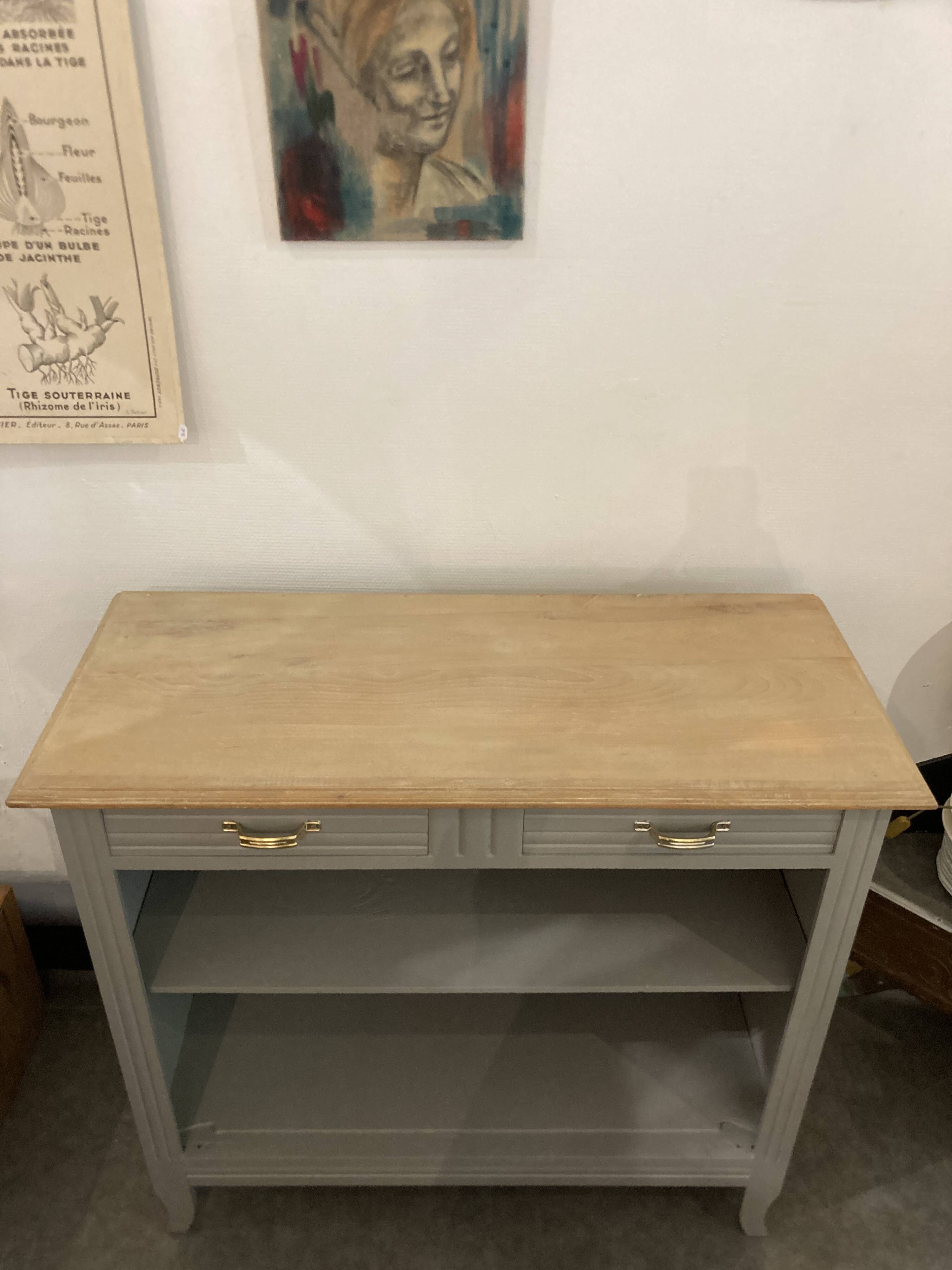 Ash Grey Art Deco Open Sideboard