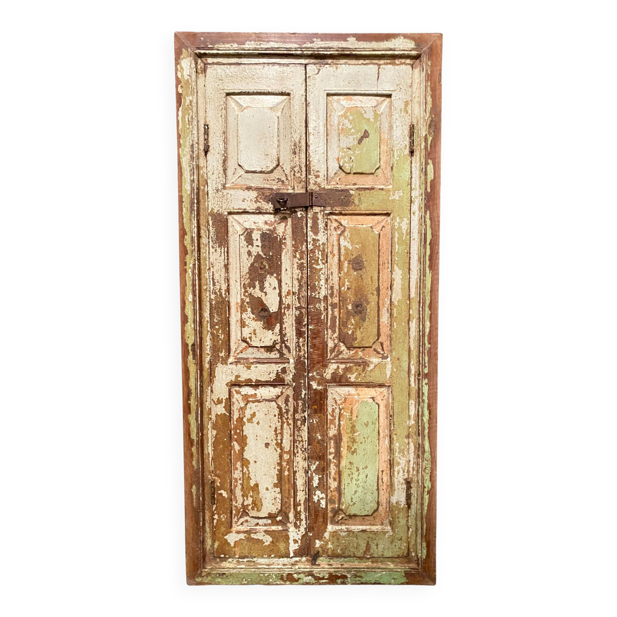 Indian window in green patinated wood