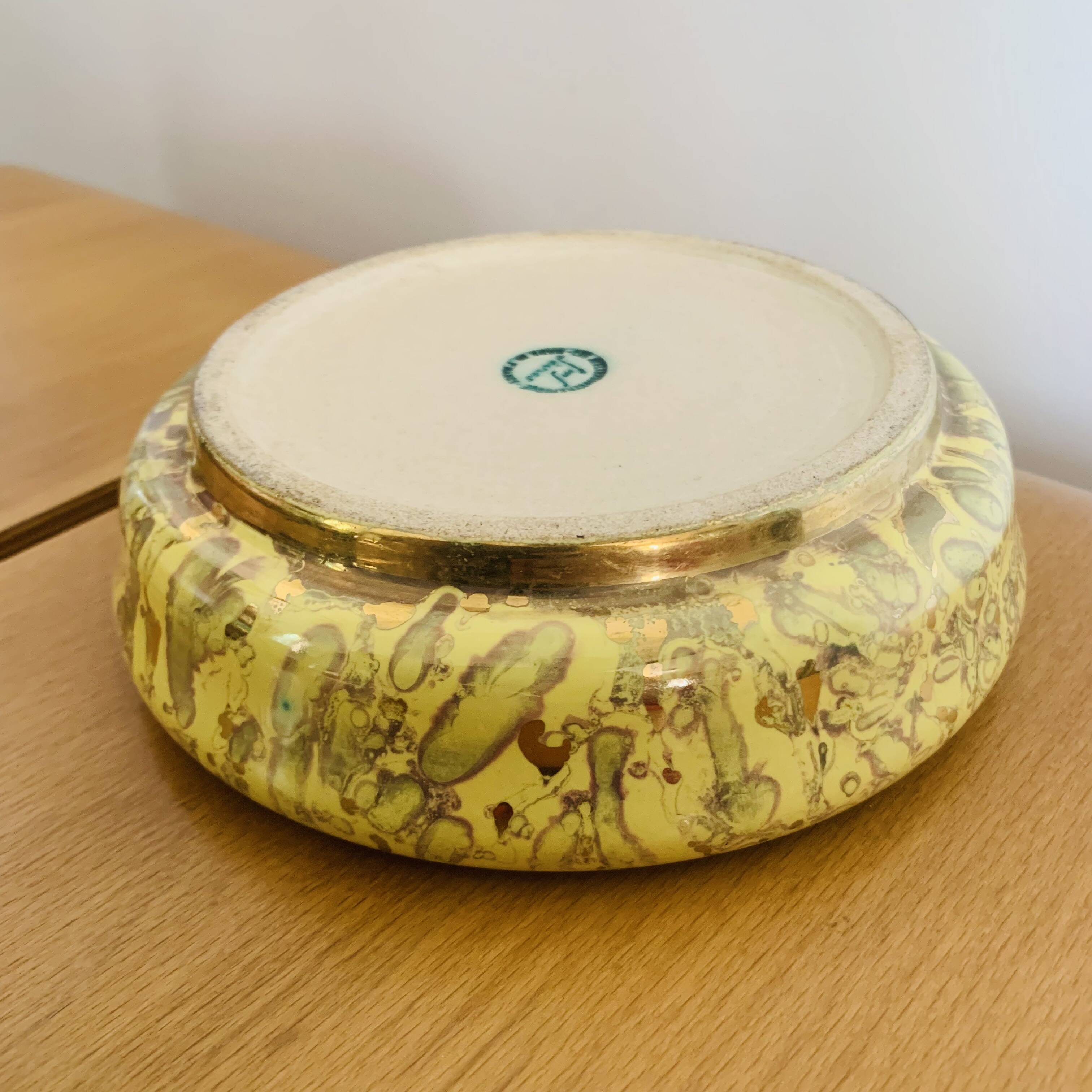 Yellow and gold catch-all, Jean Mazeaud & Faverot, Ateliers Sèvres MF