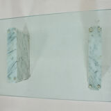 Coffee table in carrara marble and glass
