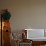 Mid-century modern Danish, pair of oak armchairs with original fabric, 1960s.