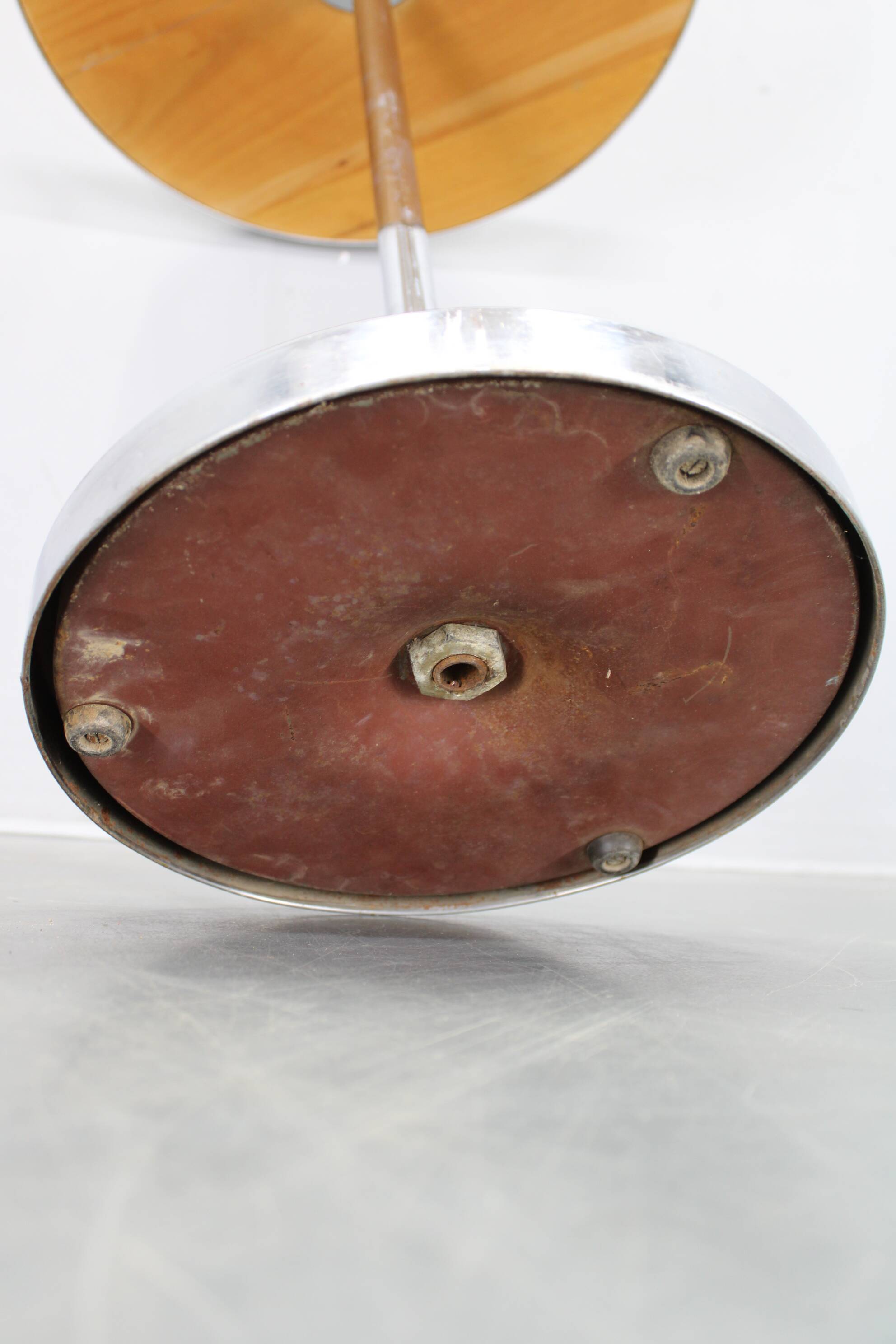 1950s Czechoslovakian walnut & chrome round side table, refurbished