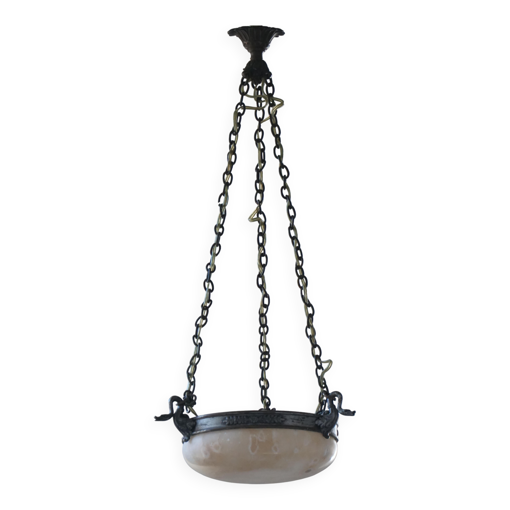 Suspension / alabaster ceiling light from the early 20th century, Denmark, Art Nouveau, 1900