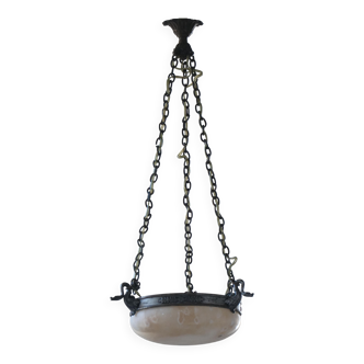 Suspension / alabaster ceiling light from the early 20th century, Denmark, Art Nouveau, 1900
