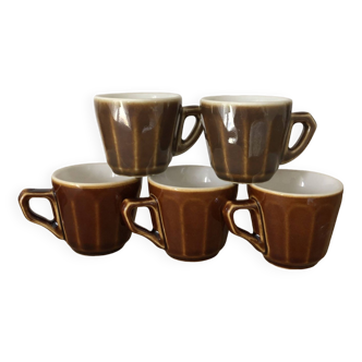 Vintage set of 5 bistro coffee cups