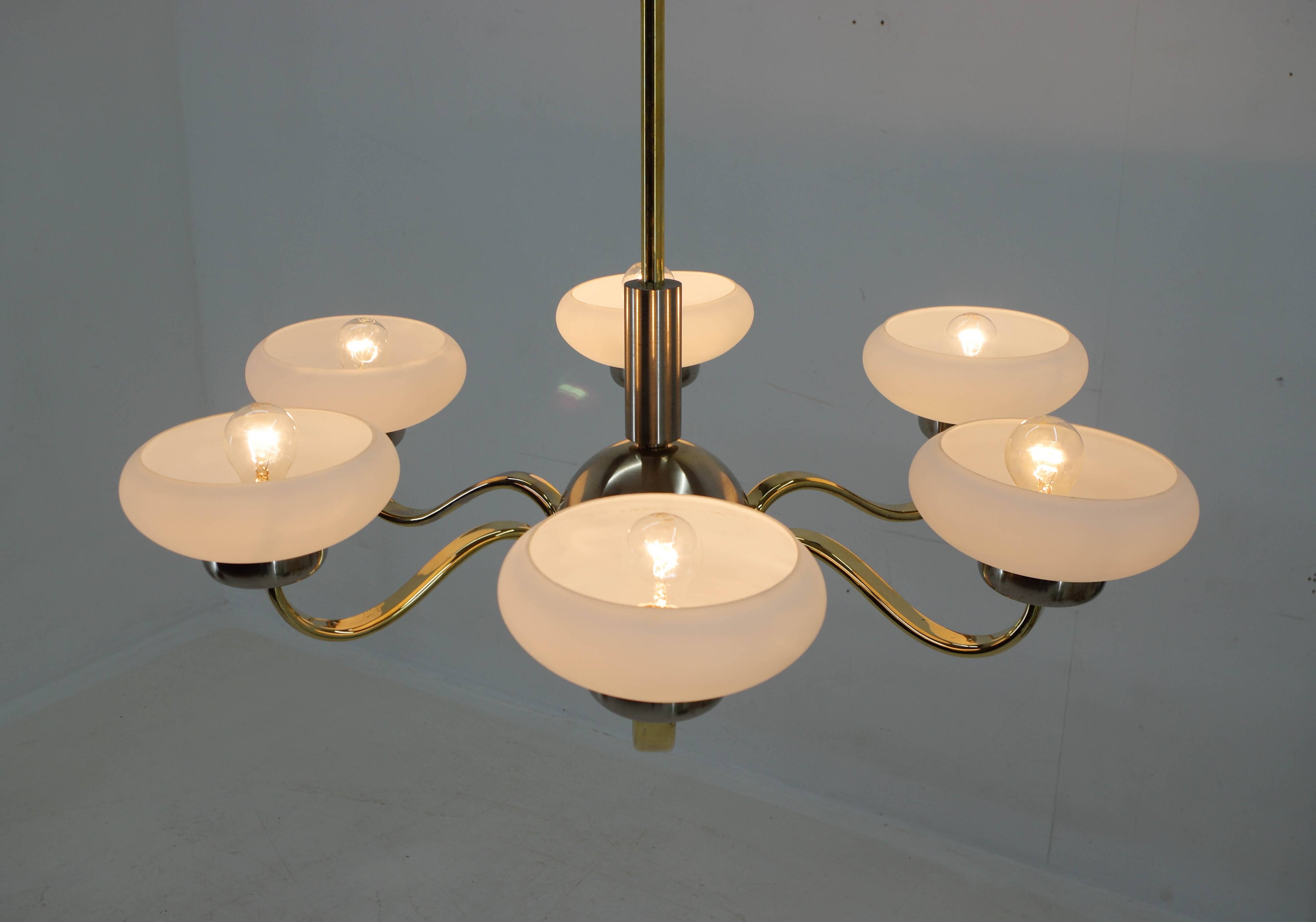 Large Art Deco Chandelier, 1930s, Restored