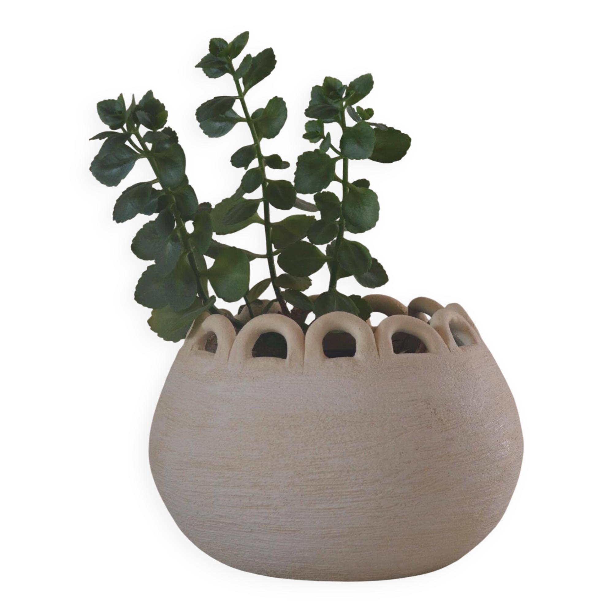 Large 24 cm ceramic flower pot with links.