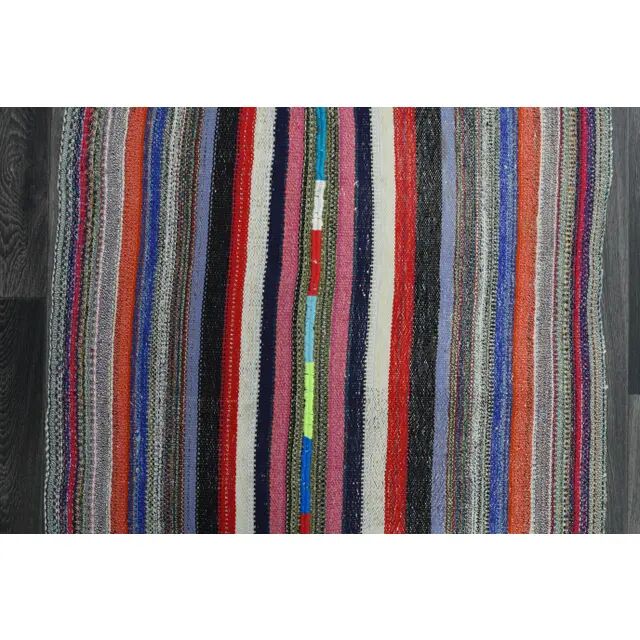 1970s Vintage Turkish Oushak Handmade Wool Cotton Red Runner Rug 95x252