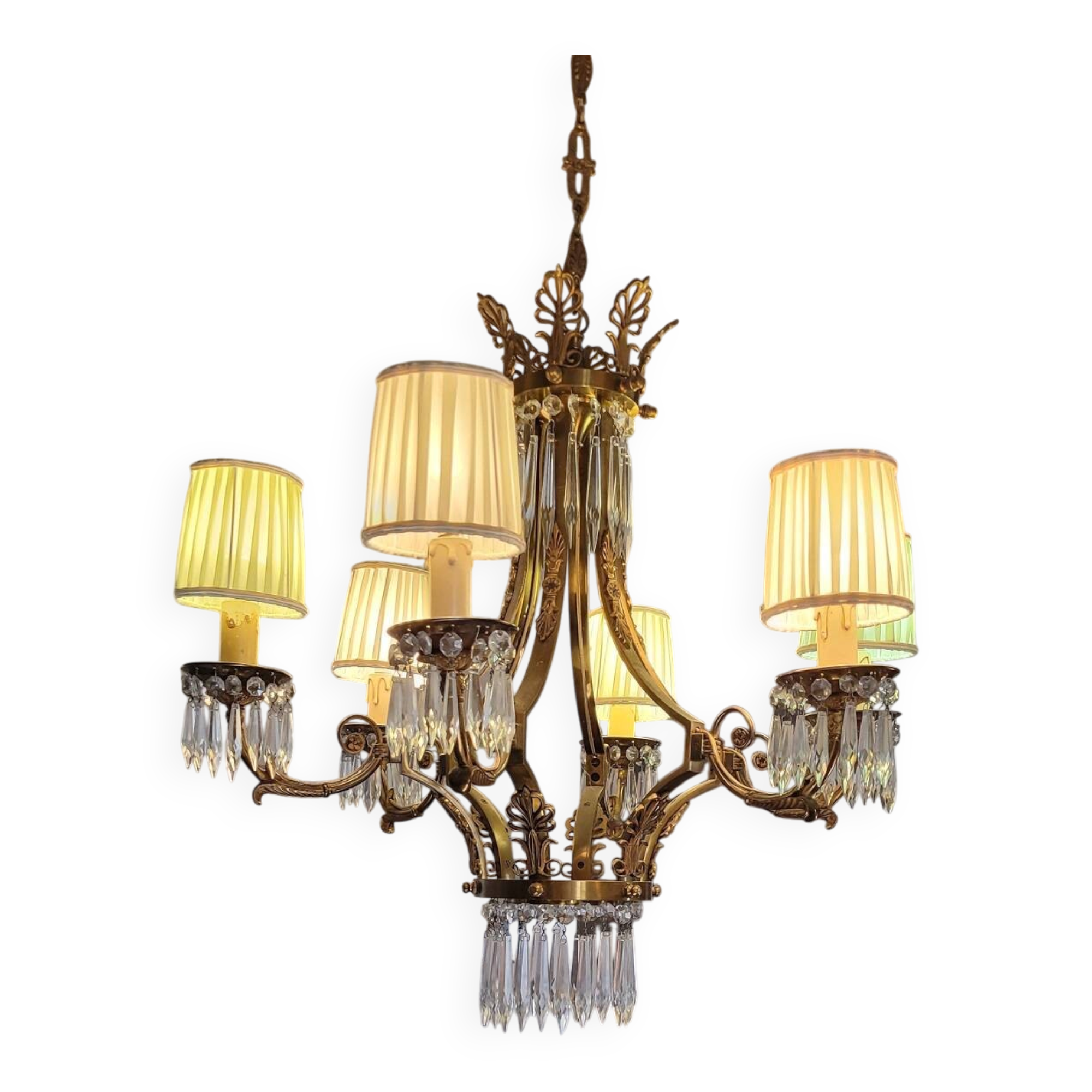 Bronze chandelier with 6 light pendants