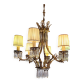 Bronze chandelier with 6 light pendants