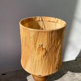 1970s brown ceramic lamp with foliage shade