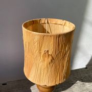Lampe en céramique marron 1970 et abat jour feuillage