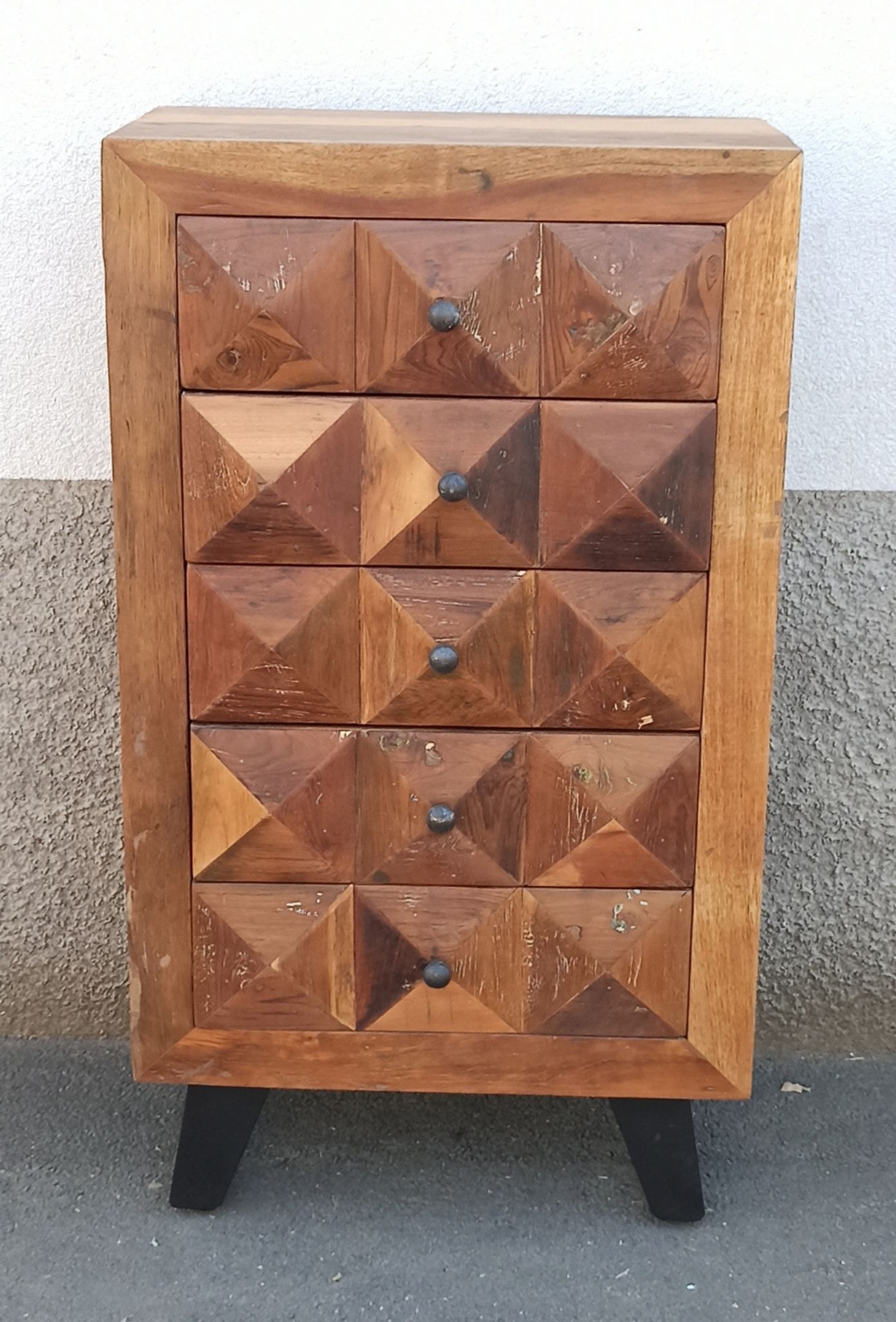 Petite commode 5 tiroirs pointes de diamant