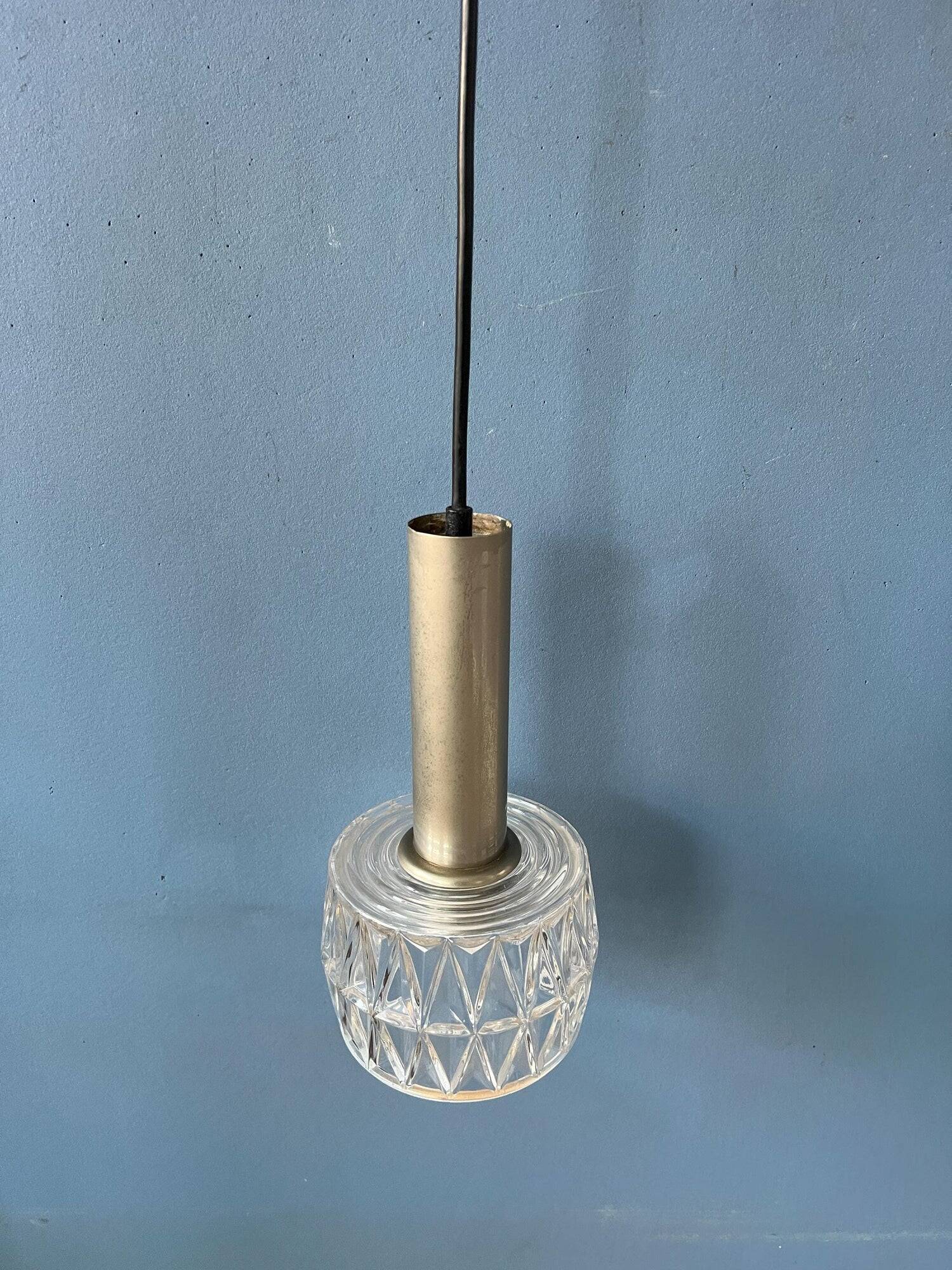 Mid-century crystal glass pendant lamp