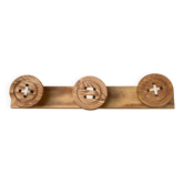 Vintage 1980 coat rack with 3 "button" hooks.