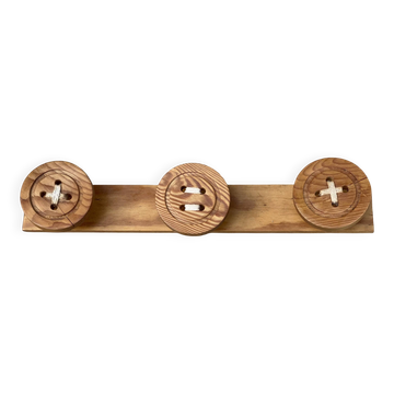 Portemanteau vintage 1980 à 3 patères "boutons"