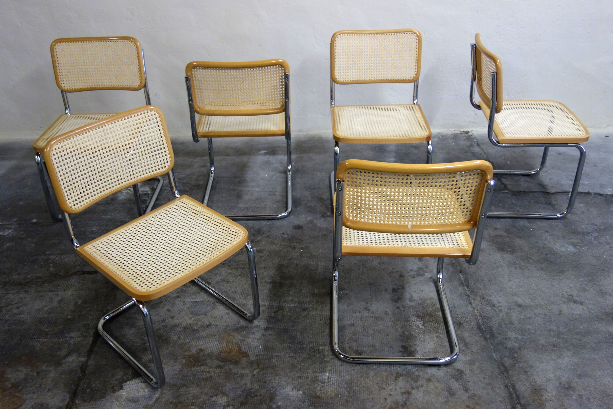 Série de 6 chaises Cesca B32 Marcel Breuer Italie