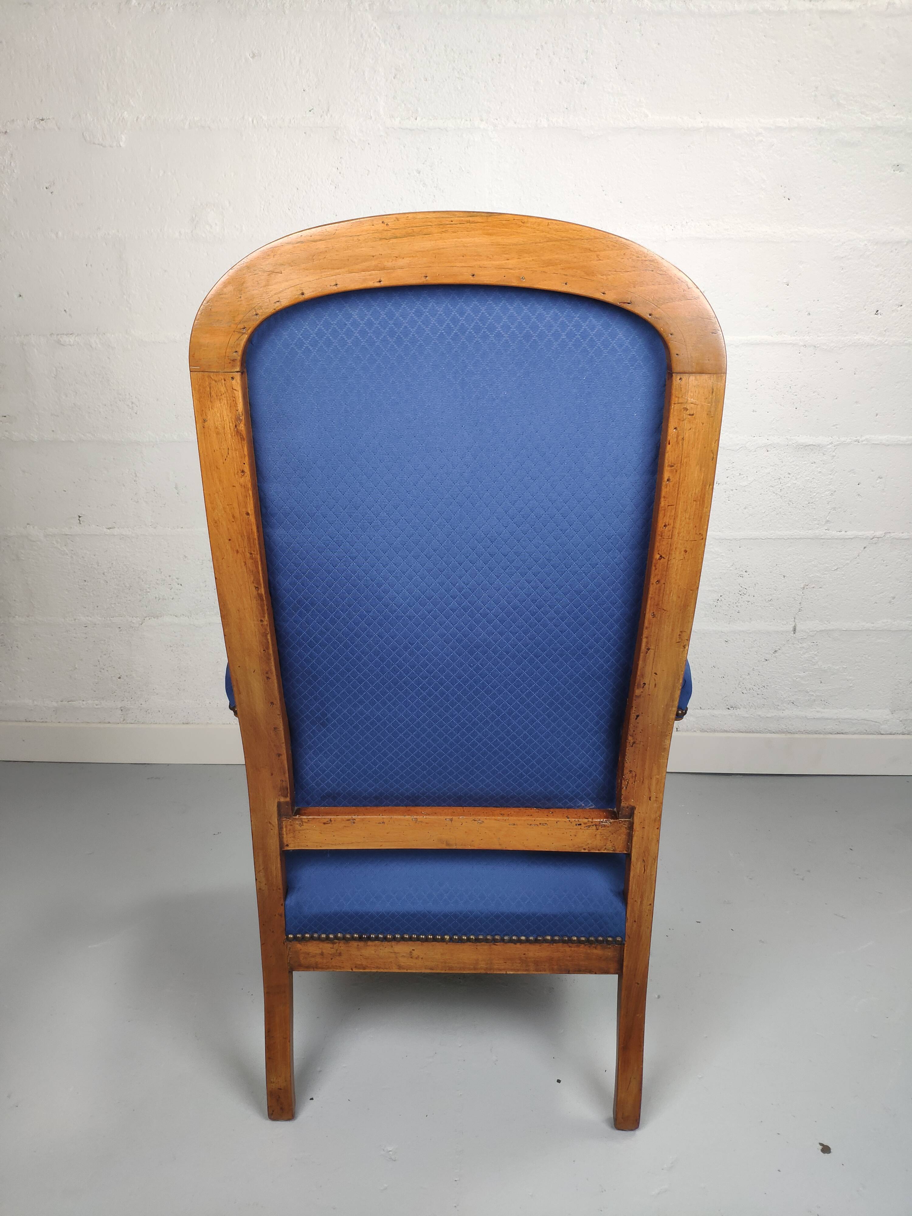 Armchair voltaire blue fabric