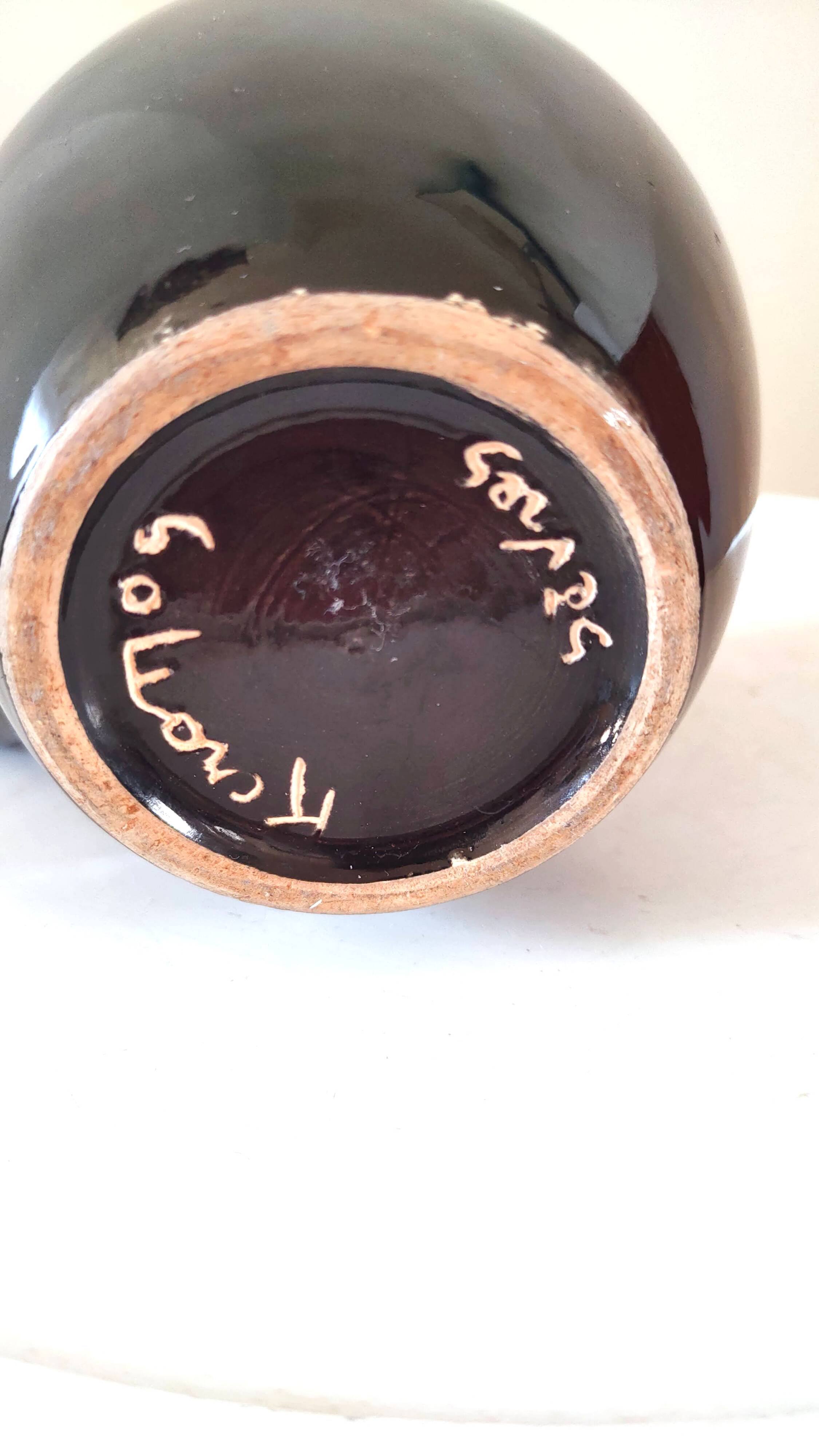 Two-tone ceramic pitcher Keramos Sèvres 1960s