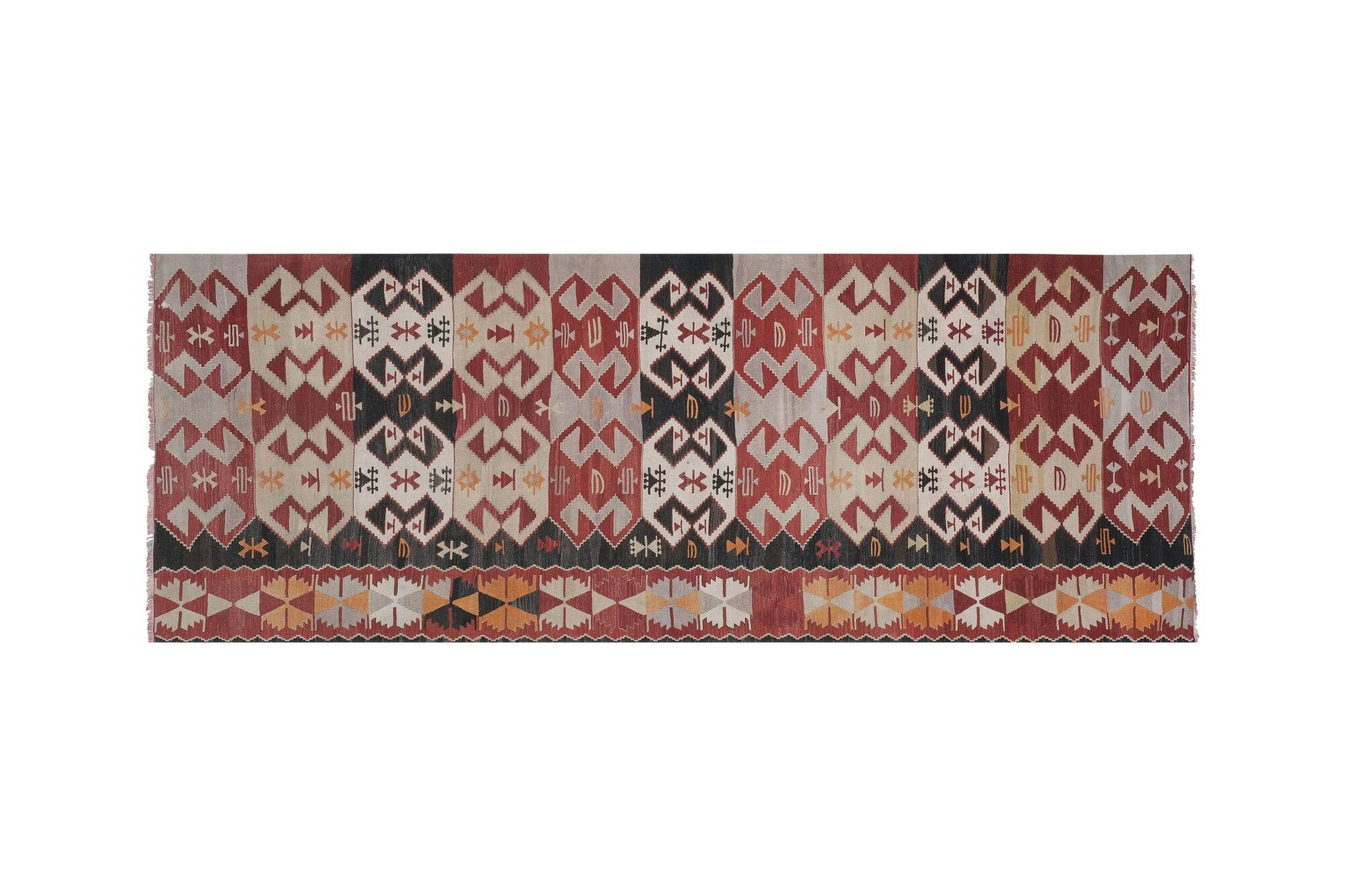 Vintage Turkish hallway rug 140x369 cm