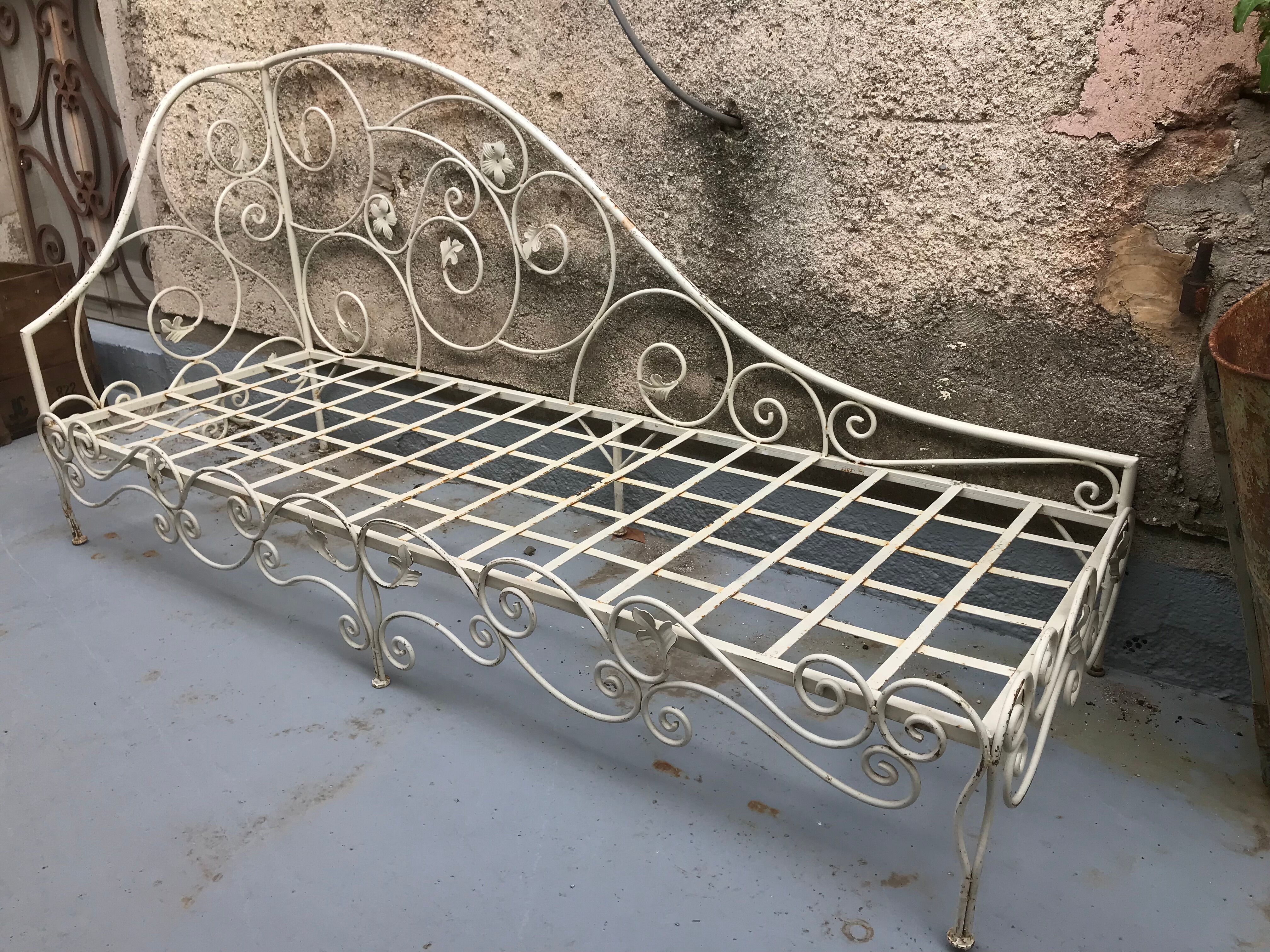 Vintage wrought iron daybed