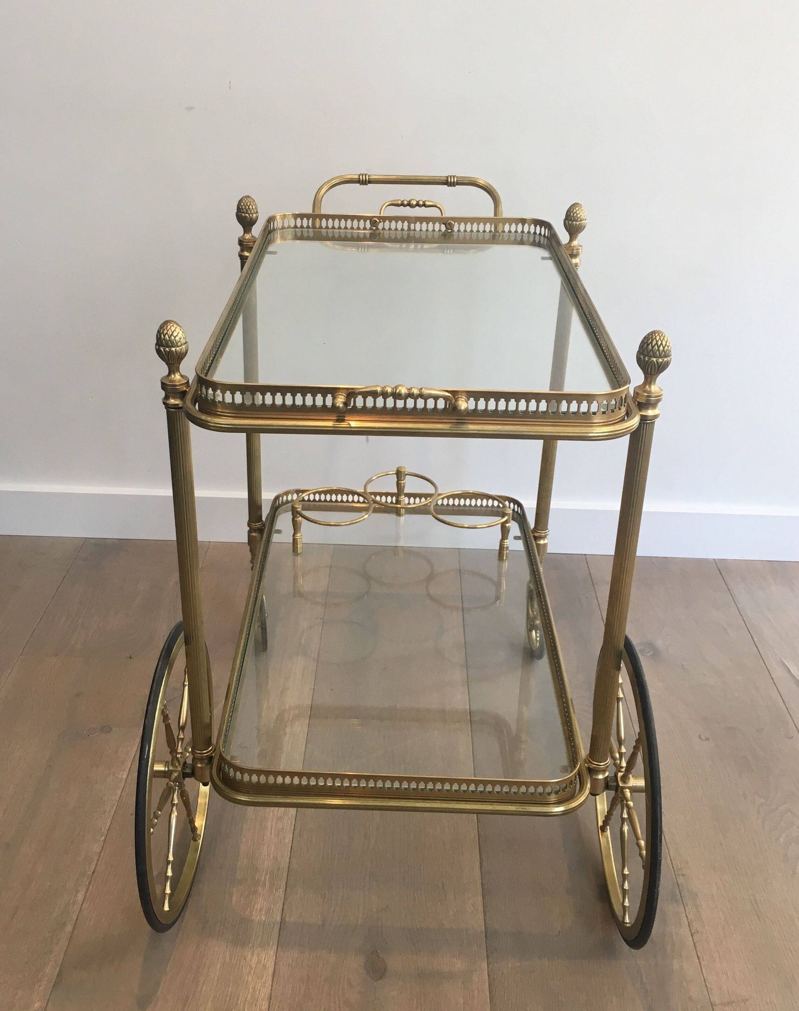 Neoclassical brass rolling table from Maison Baguès