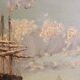 Large oil painting on canvas marine late 19th "the berthing of the sailboat"