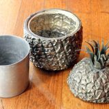 Mid-Century Modern Italian Silvered Pineapple Ice Bucket and Sugar Bowl, 1970s, Set of 2