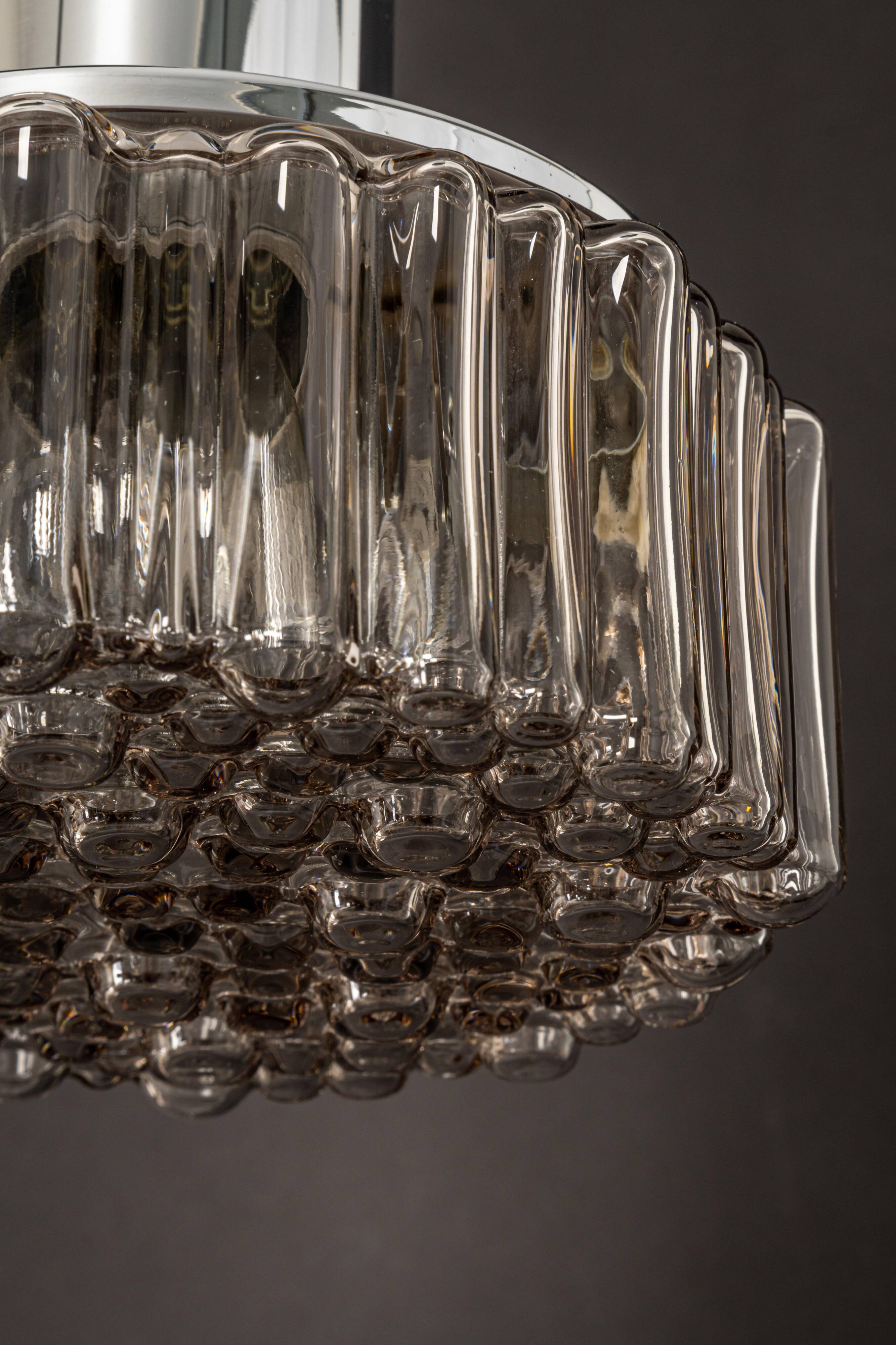 Large glass cascade chandelier designed for Staff Leuchten, Germany, 1970s.