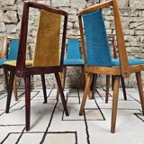 Set of 5 vintage spindle foot bistro chairs 1960"