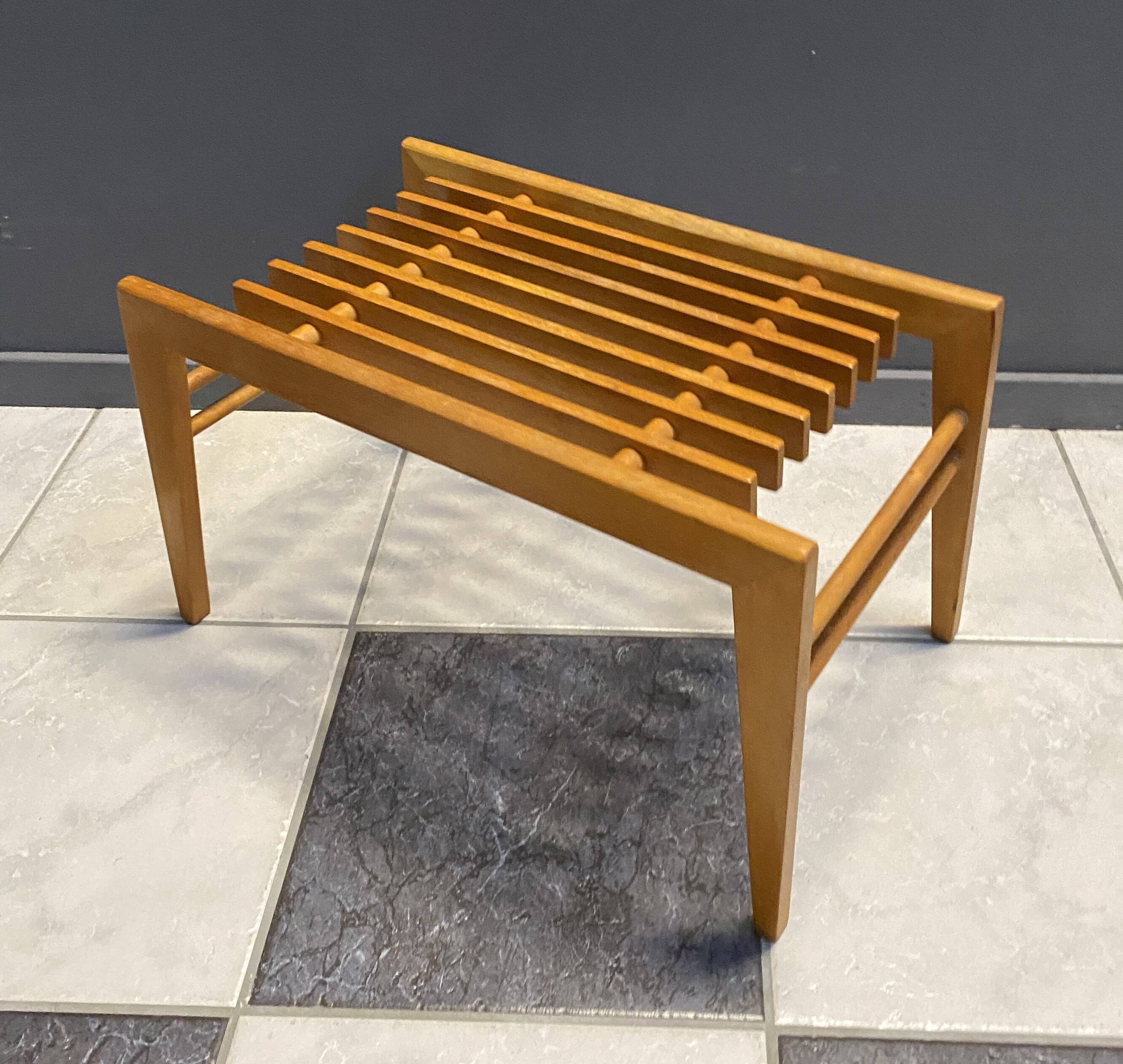 Small wood slatted sidetable flower table 1960s