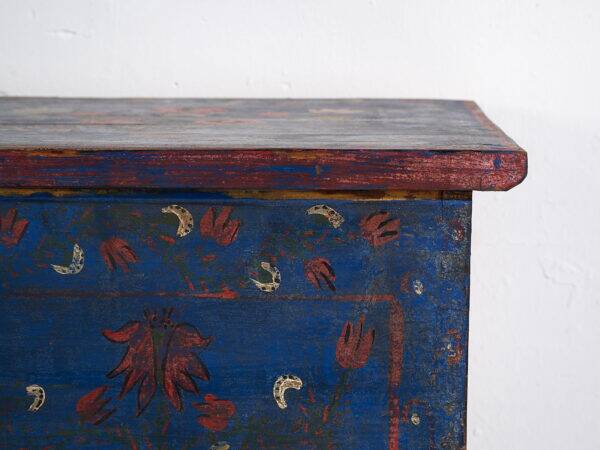 Antique navy blue trunk with floral details (c.1920) #94
